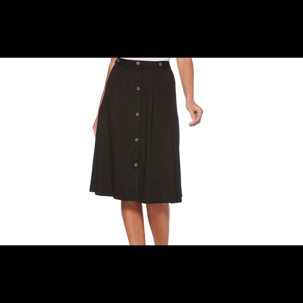 Rafaella black button front midi skirt small